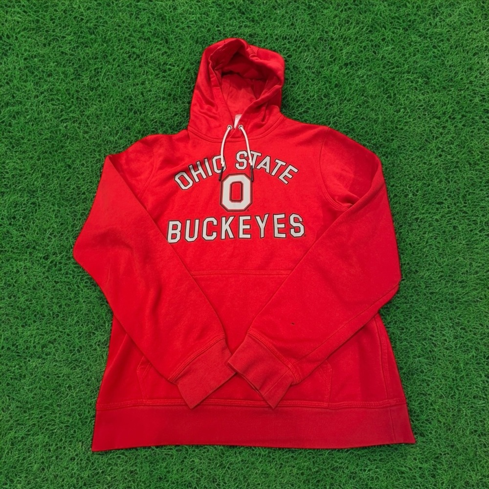 Nike Air Ohio State Buckeyes Hoodie Mens Med Red Pullover Sweatshirt Fleece Logo